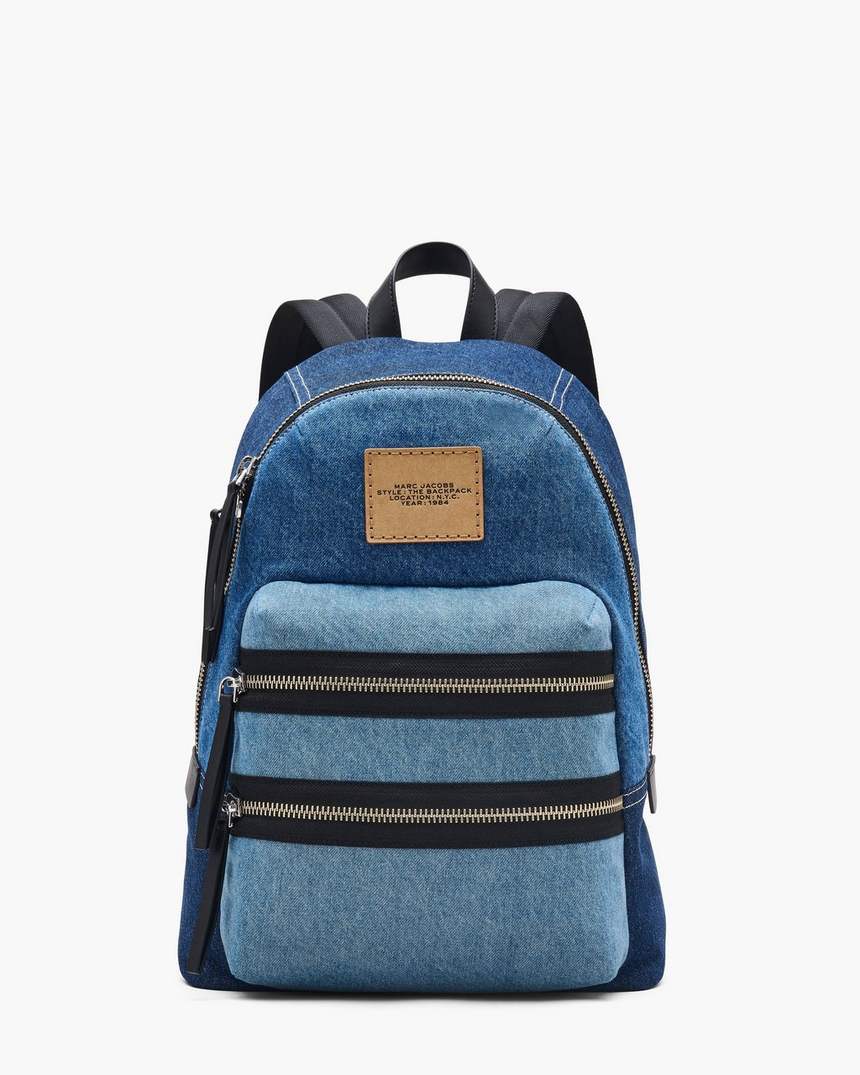 de biker colorblock denim large backpack