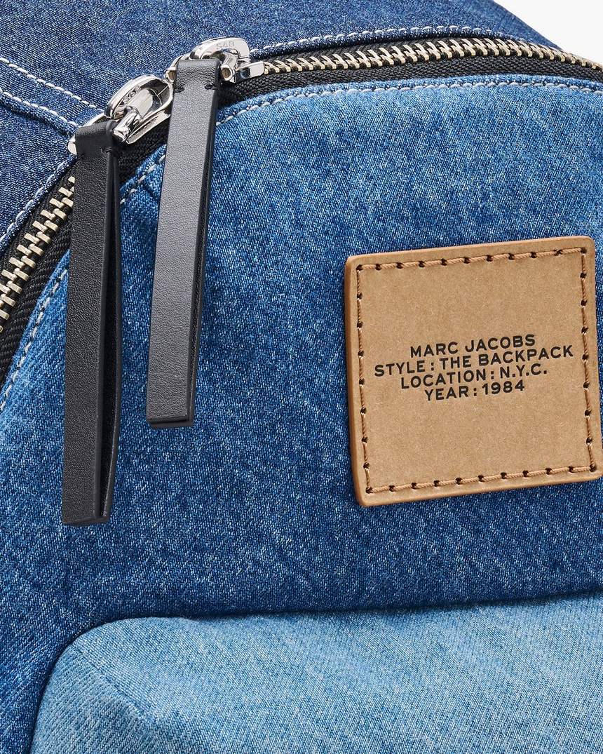 de biker colorblock denim large backpack