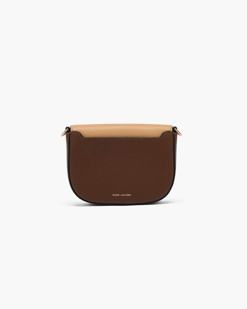 kleine colorblock signet zadeltas met draaisluiting