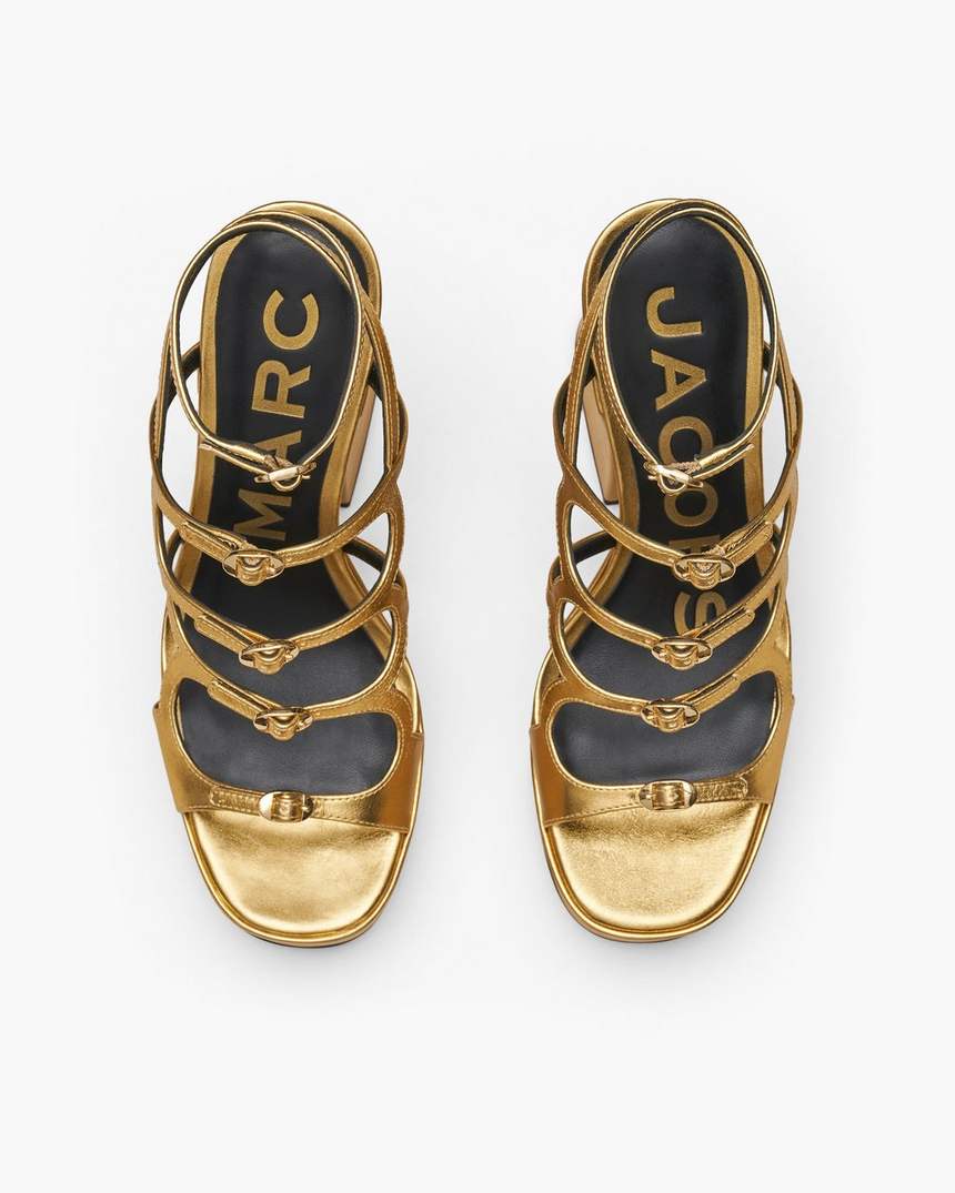 de metallic leren kiki platform sandaal