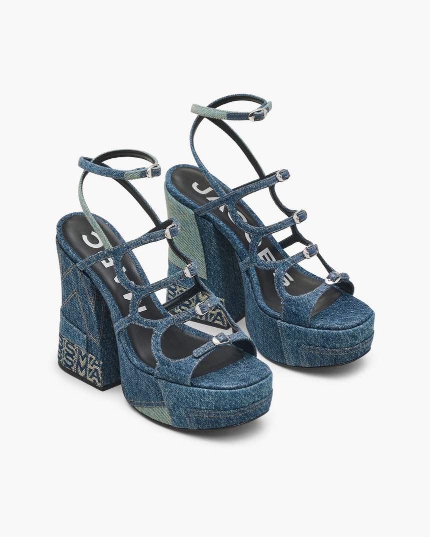 de gedeconstrueerde denim kiki platform sandaal