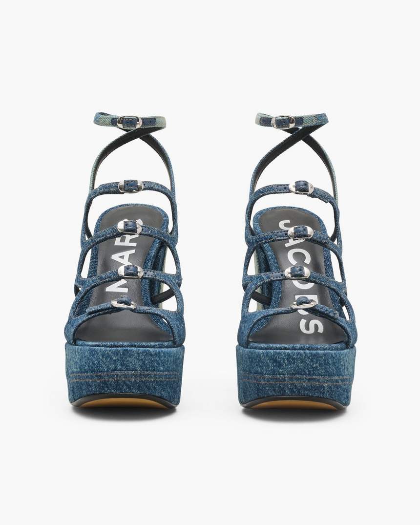 de gedeconstrueerde denim kiki platform sandaal