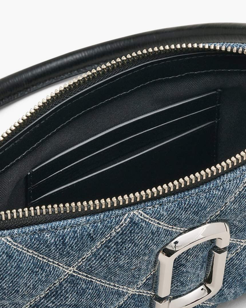 de gewatteerde denim snapshot converteerbare schoudertas