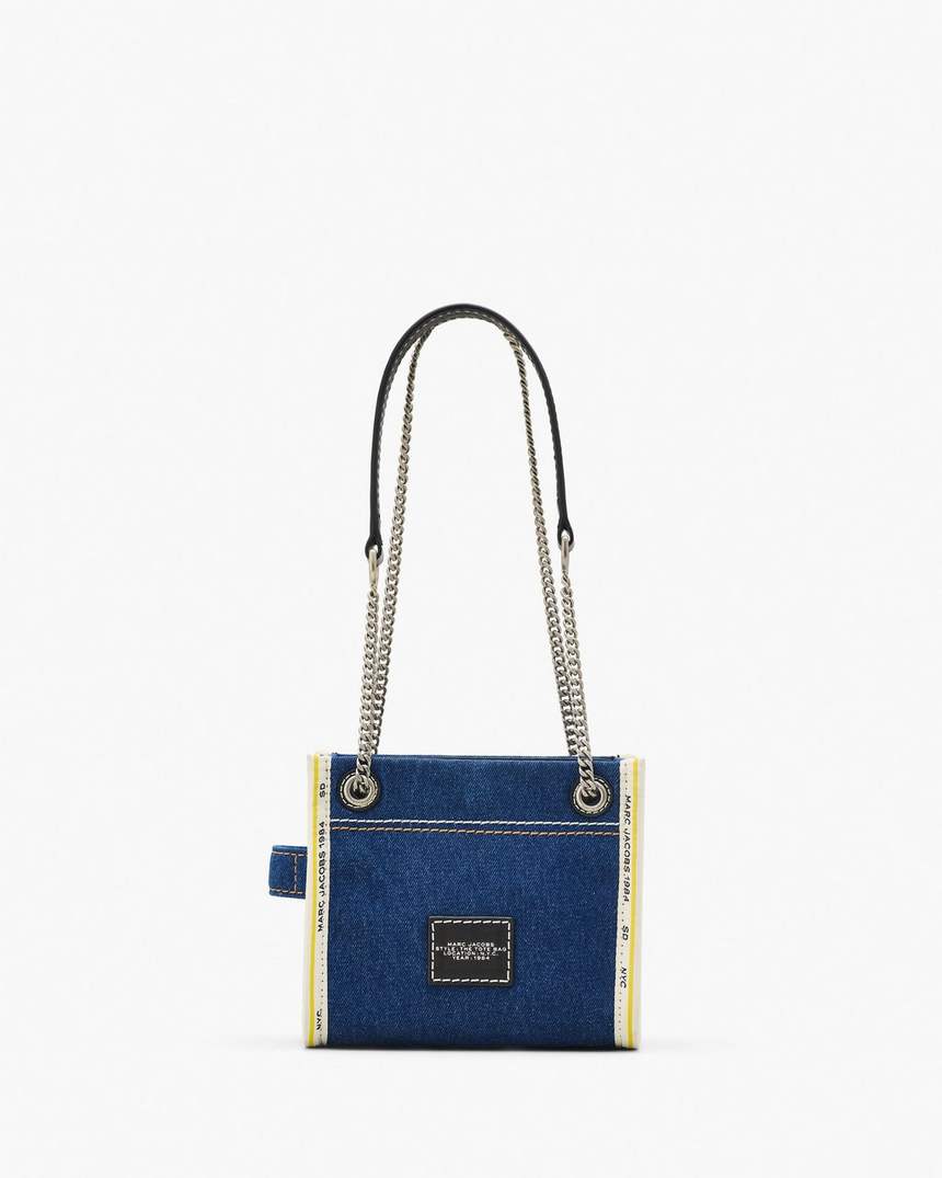 de denim crossbodytas met ketting