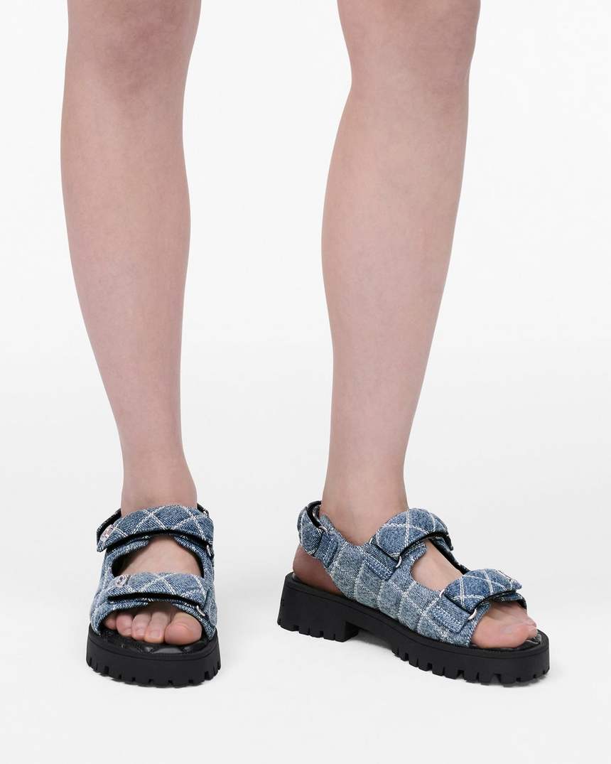 de gewatteerde denim sunny sandaal