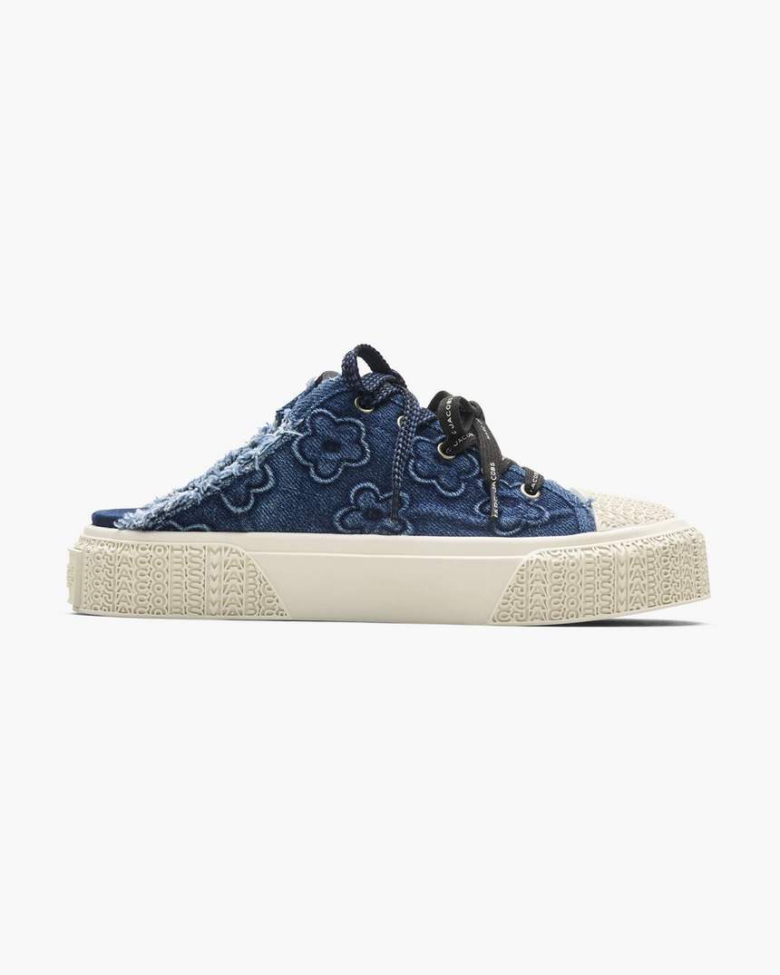 de puffy daisy denim sneaker mule