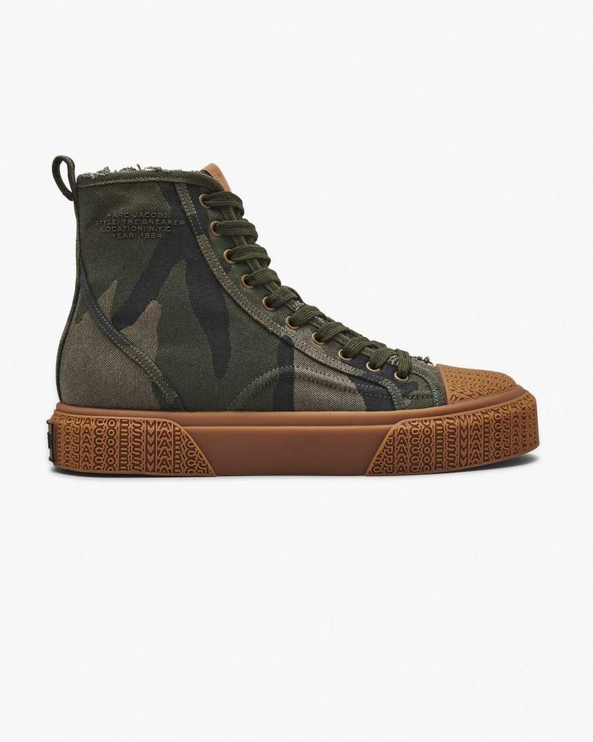 de camo jacquard high top sneaker