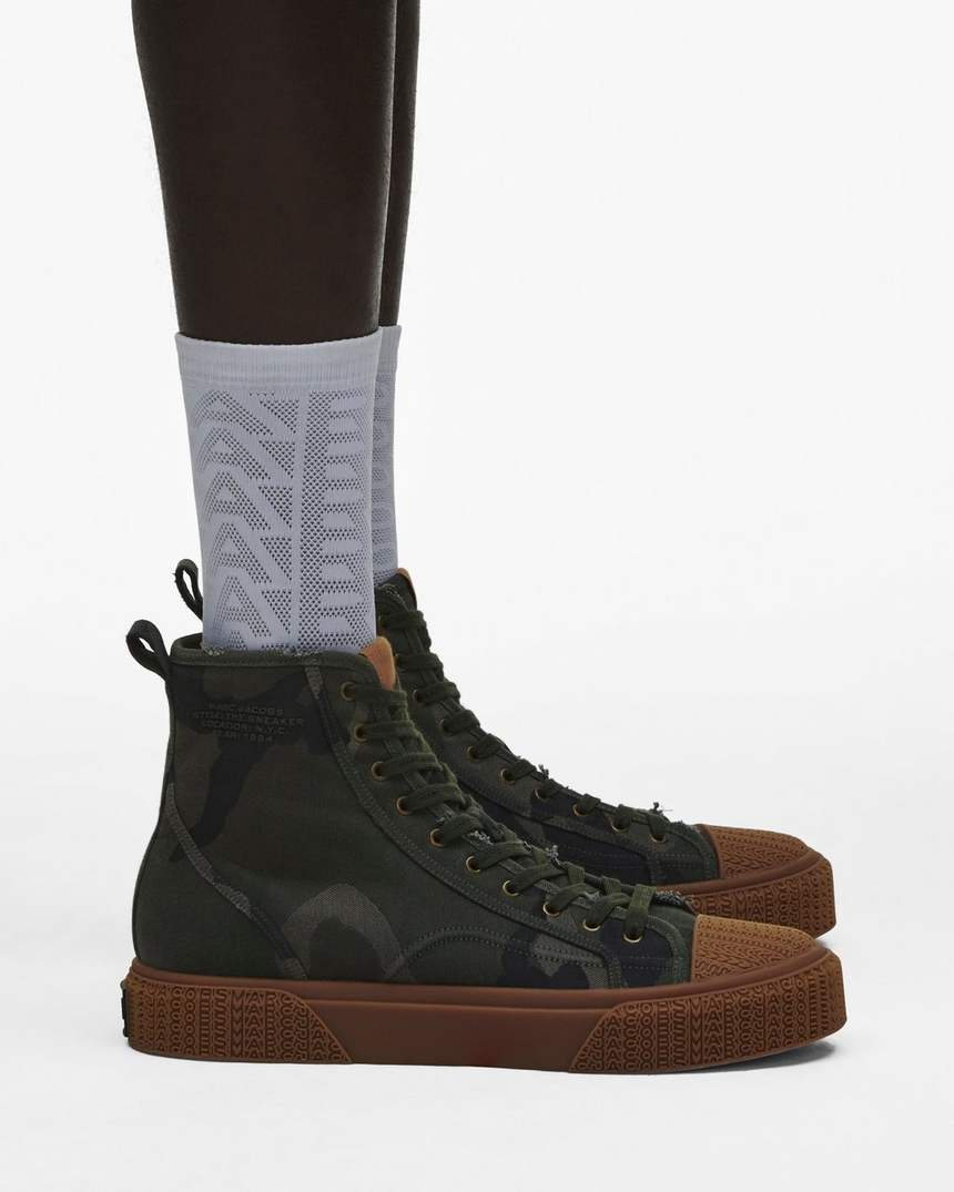 de camo jacquard high top sneaker