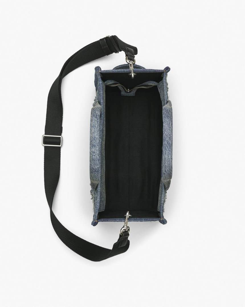 de rip and repair denim medium tote bag