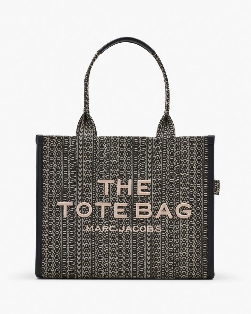 de monogram jacquard large tote bag