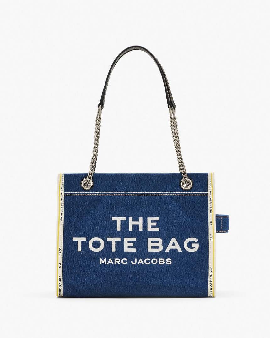 de denim chain medium tote bag