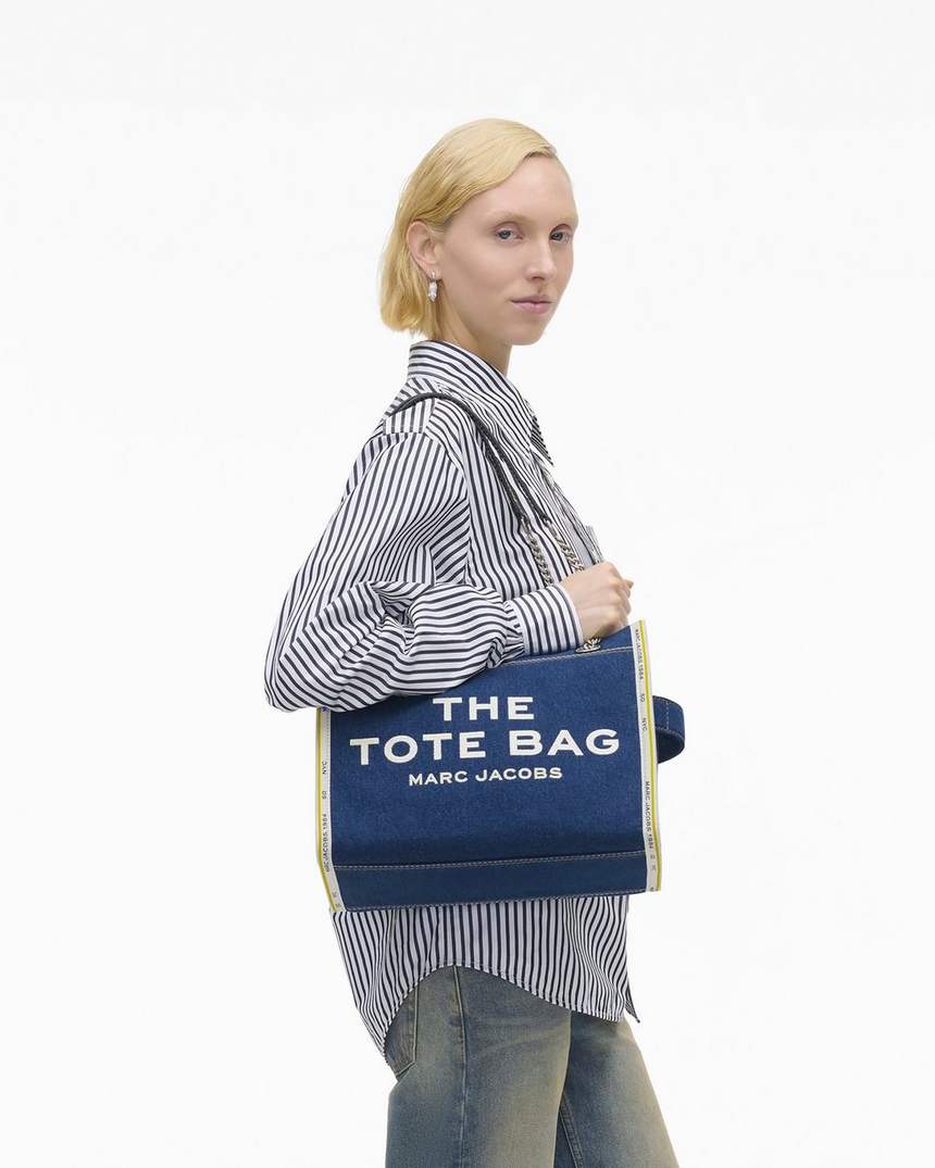 de denim chain medium tote bag