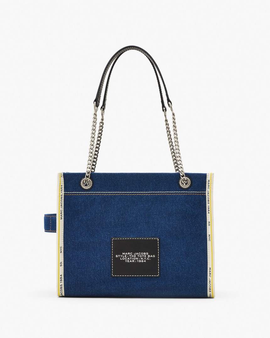 de denim chain medium tote bag
