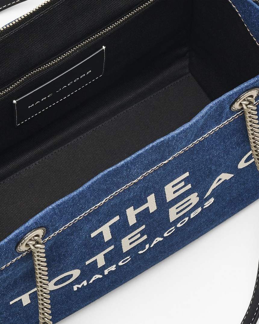 de denim chain medium tote bag
