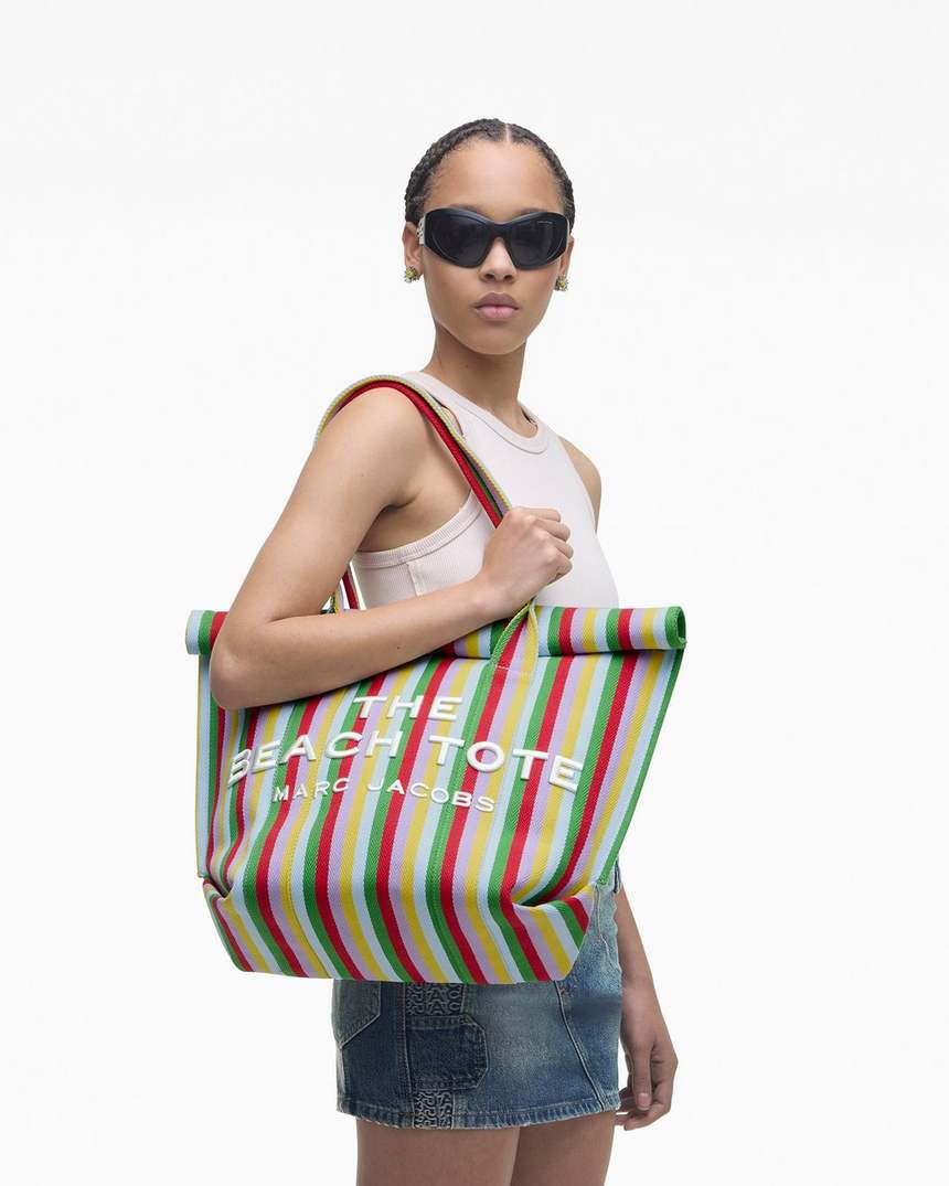 de gestreepte jacquard strandtas