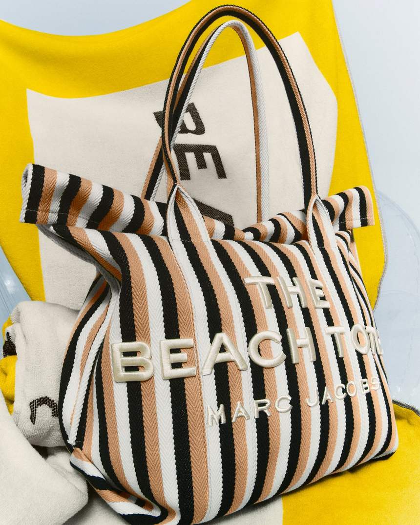 de gestreepte jacquard strandtas