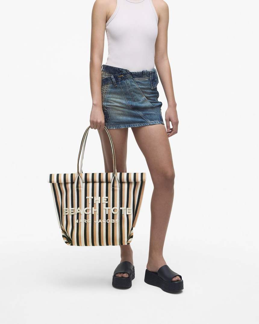 de gestreepte jacquard strandtas