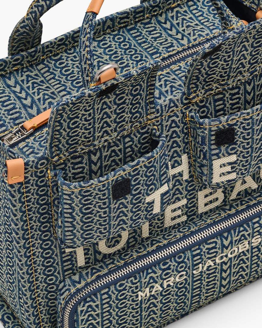 de cargo monogram denim medium tote bag