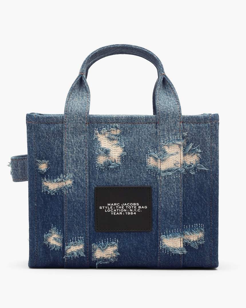 de rip and repair denim small tote bag