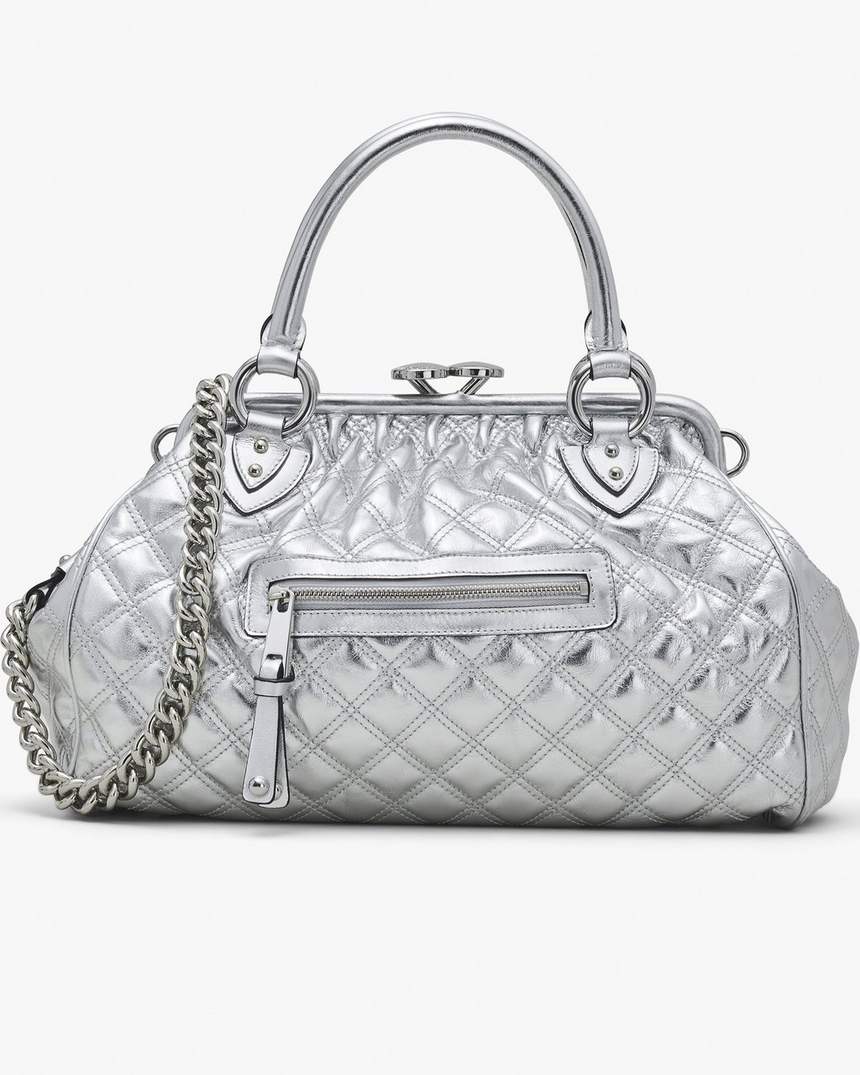 re-edition gewatteerde metallic leren stam-tas