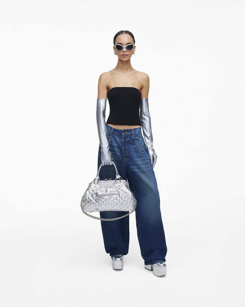 re-edition gewatteerde metallic leren stam-tas