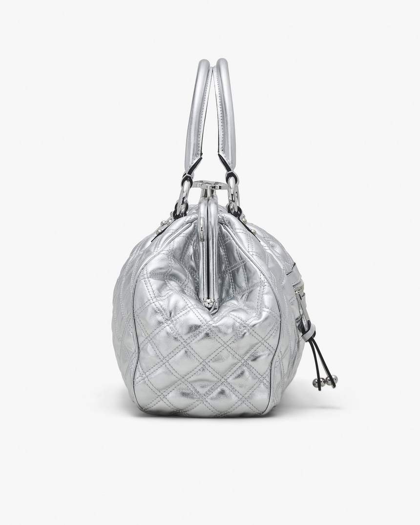 re-edition gewatteerde metallic leren stam-tas